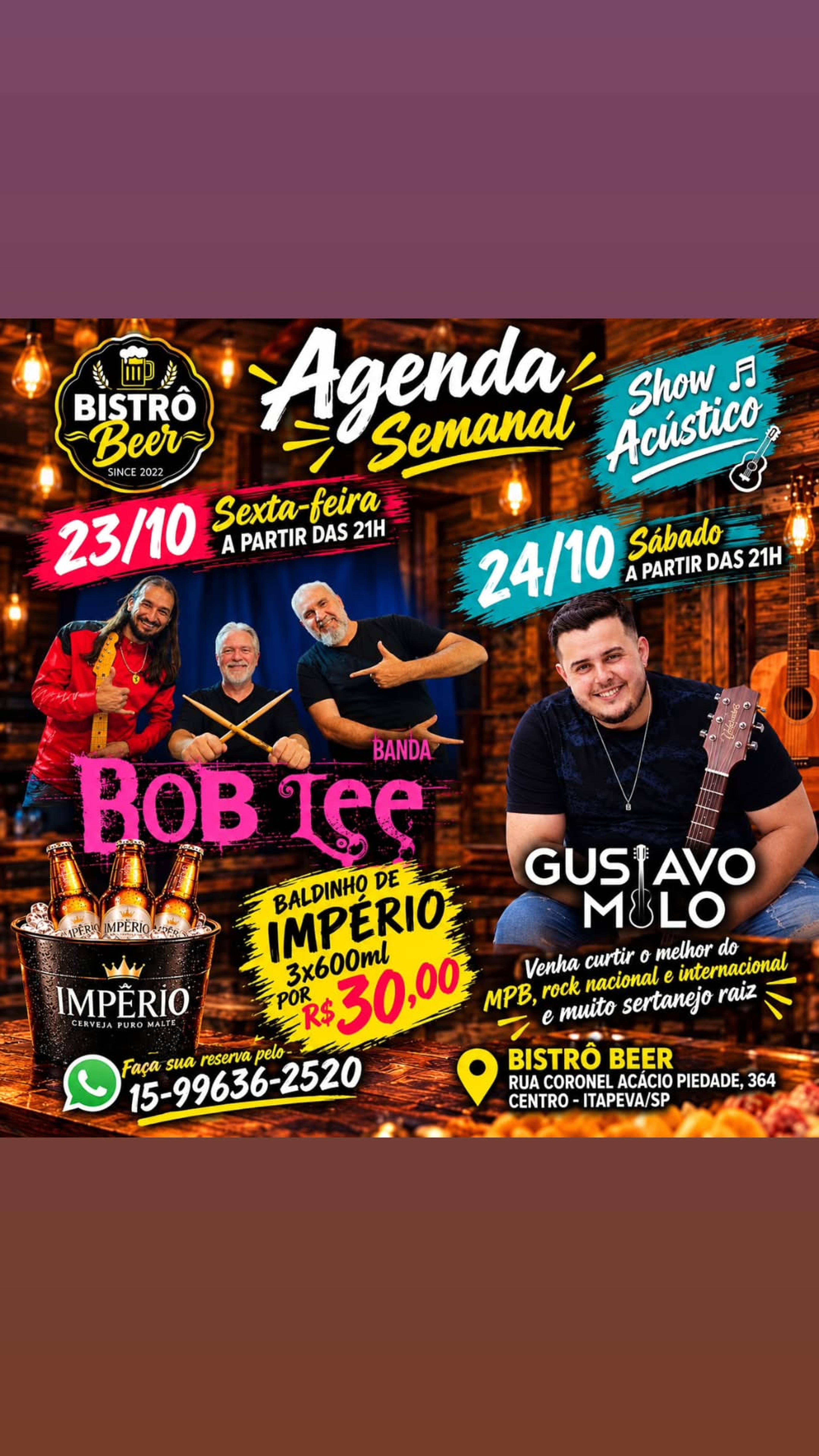 Agenda Semanal no Bistrô Beer