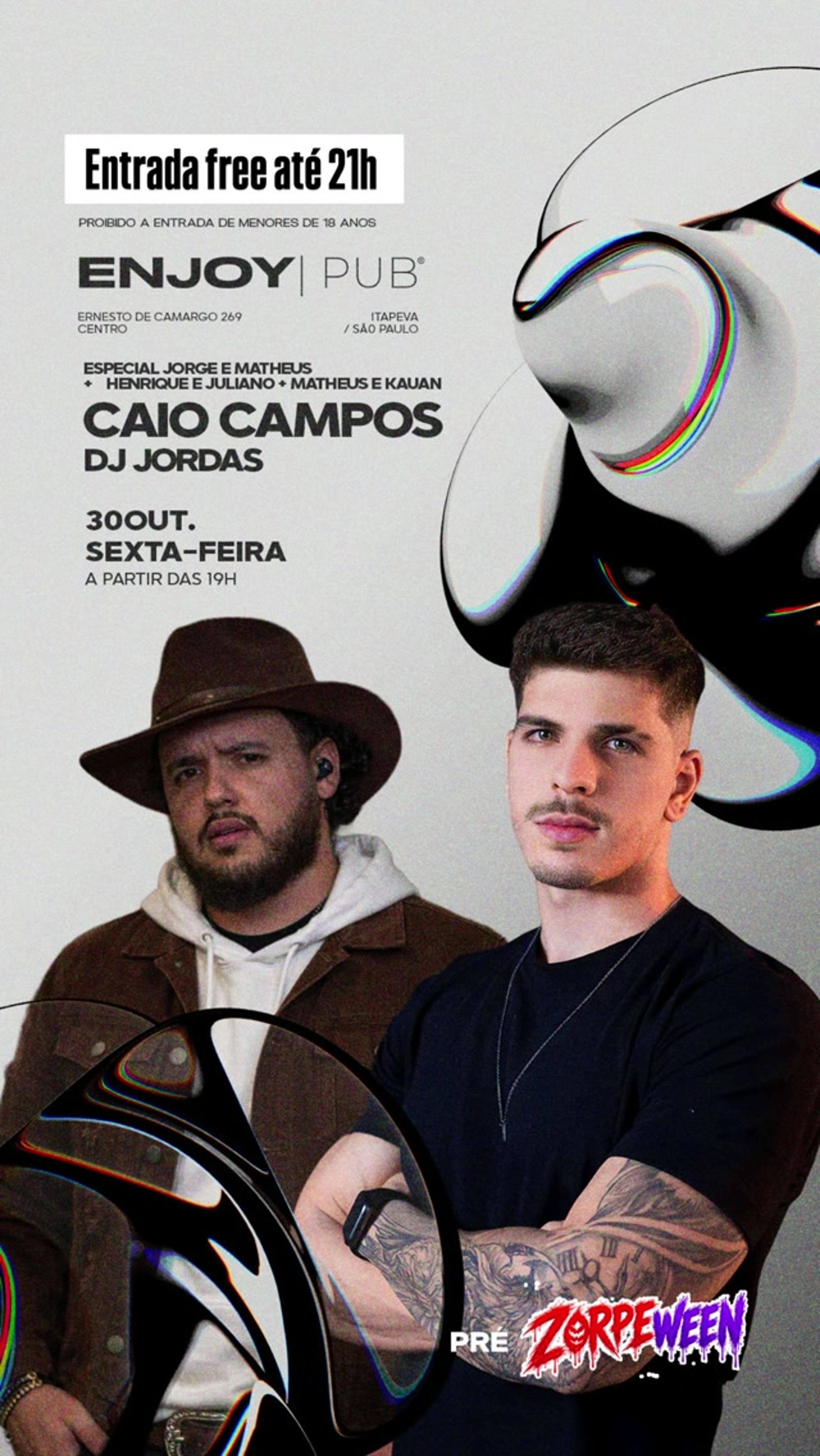 Agenda do fim de semana no Enjoy Pub - Caio Campos